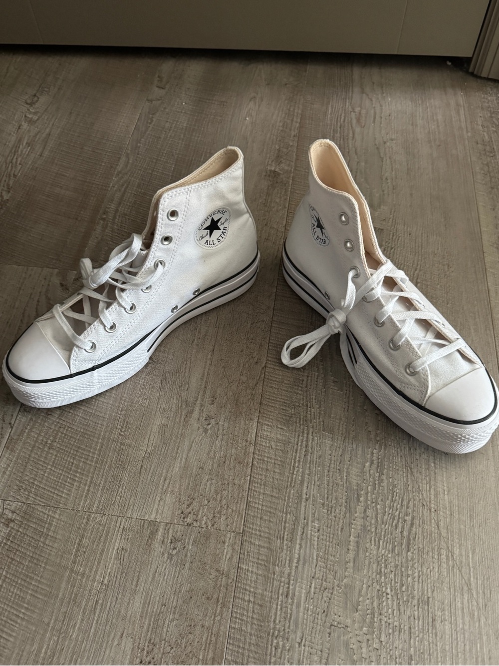 Converse White High-Top Canvas Platform Sneakers - size 9.5